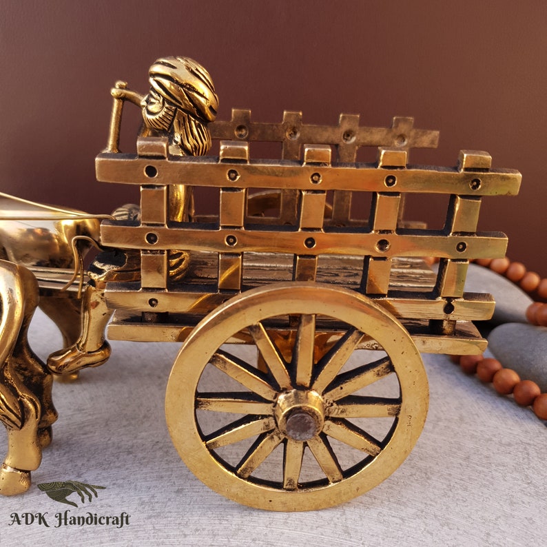 Brass Vintage Bullock Cart Showpiece, 9" Inches  Indian Bailgadi, Brass Home Decor Items, Decorative Items, Indian Home Decor, Vintage Decor