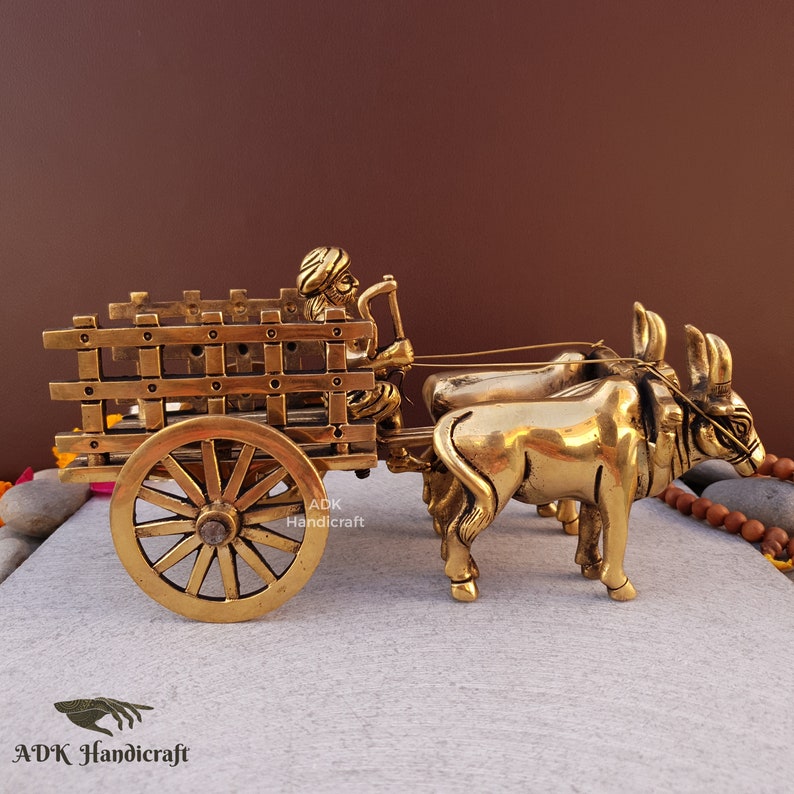Brass Vintage Bullock Cart Showpiece, 9" Inches  Indian Bailgadi, Brass Home Decor Items, Decorative Items, Indian Home Decor, Vintage Decor