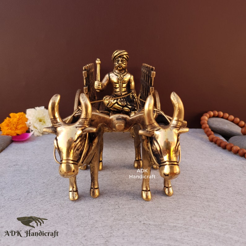 Brass Vintage Bullock Cart Showpiece, 9" Inches  Indian Bailgadi, Brass Home Decor Items, Decorative Items, Indian Home Decor, Vintage Decor