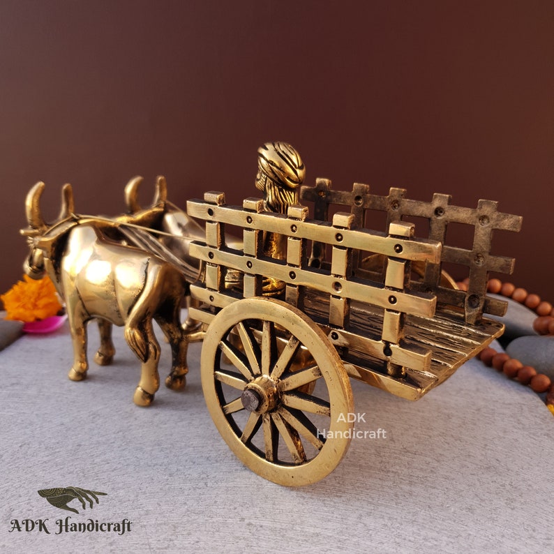 Brass Vintage Bullock Cart Showpiece, 9" Inches  Indian Bailgadi, Brass Home Decor Items, Decorative Items, Indian Home Decor, Vintage Decor