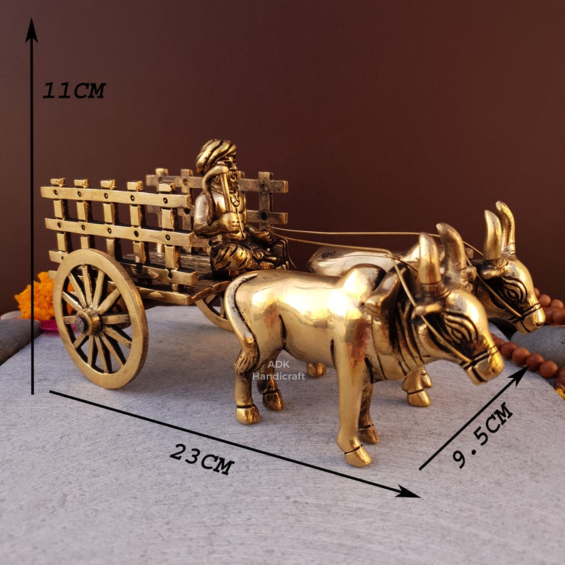 Brass Vintage Bullock Cart Showpiece, 9" Inches  Indian Bailgadi, Brass Home Decor Items, Decorative Items, Indian Home Decor, Vintage Decor