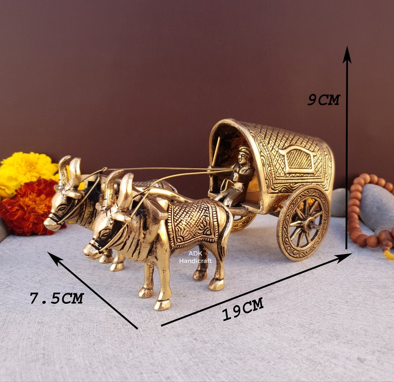 Brass Vintage Bullock Cart Showpiece, 9" Inches  Indian Bailgadi, Brass Home Decor Items, Decorative Items, Indian Home Decor, Vintage Decor