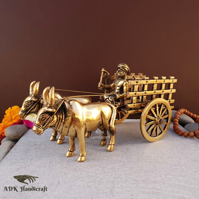 Brass Vintage Bullock Cart Showpiece, 9" Inches  Indian Bailgadi, Brass Home Decor Items, Decorative Items, Indian Home Decor, Vintage Decor